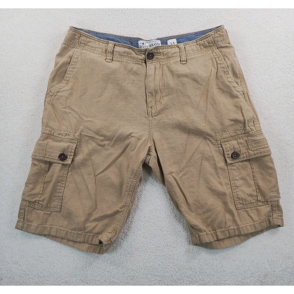 Lucky‎ Brand Cargo Shorts Men's 33 Khaki Linen Relaxed Utility Casual Resort EUC